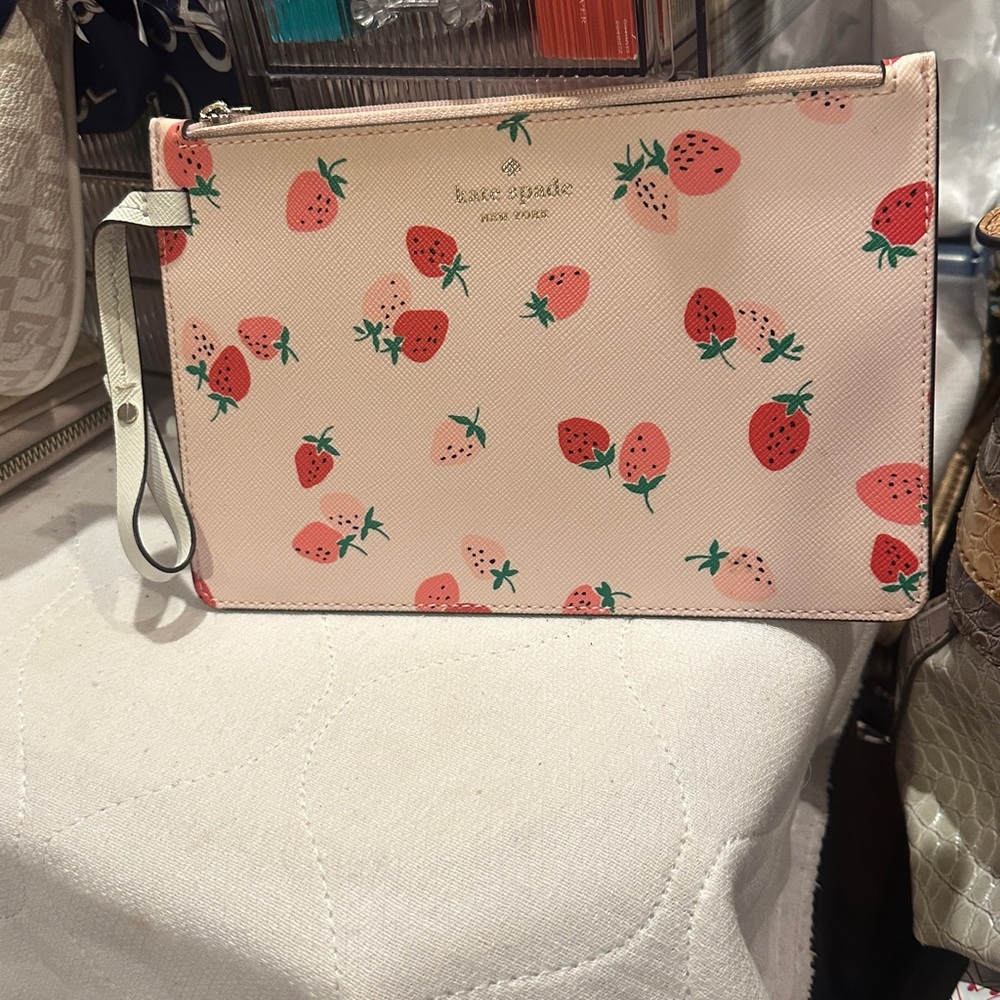 Kate Spade Pink Strawberry Print Pouch
